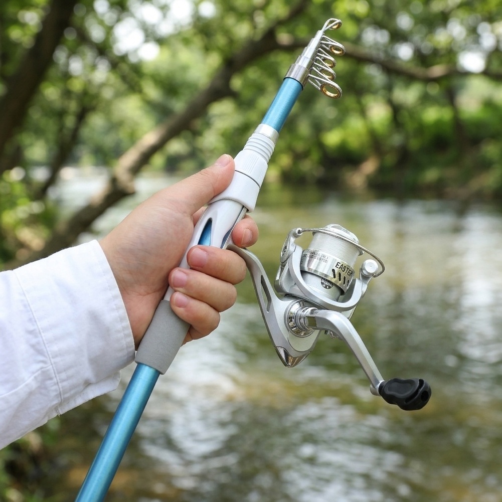 Blauw-witte 1,8m hengelset met - Reel Bag recensie en prijs